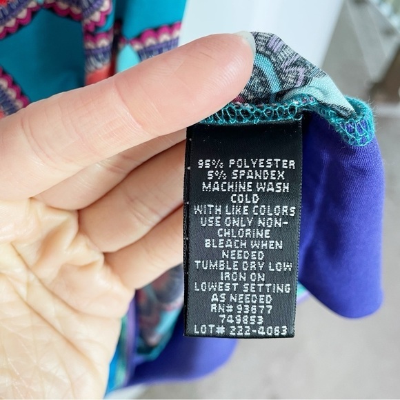 New Nicole by Nicole Miller Geometric Floral Colorful Dress in Turquoise Multi - Picture 4 of 5